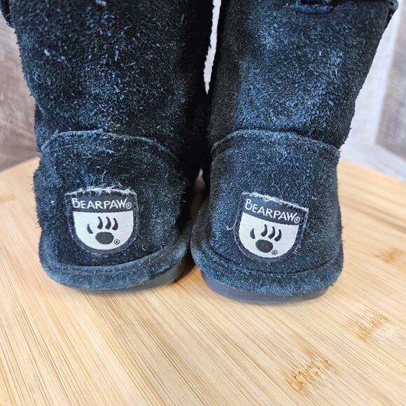 Bearpaw Val Suede Leather Wool Boot Toddler 6 Black Winter Sherpa Snow Outdoor - Picture 10 of 15